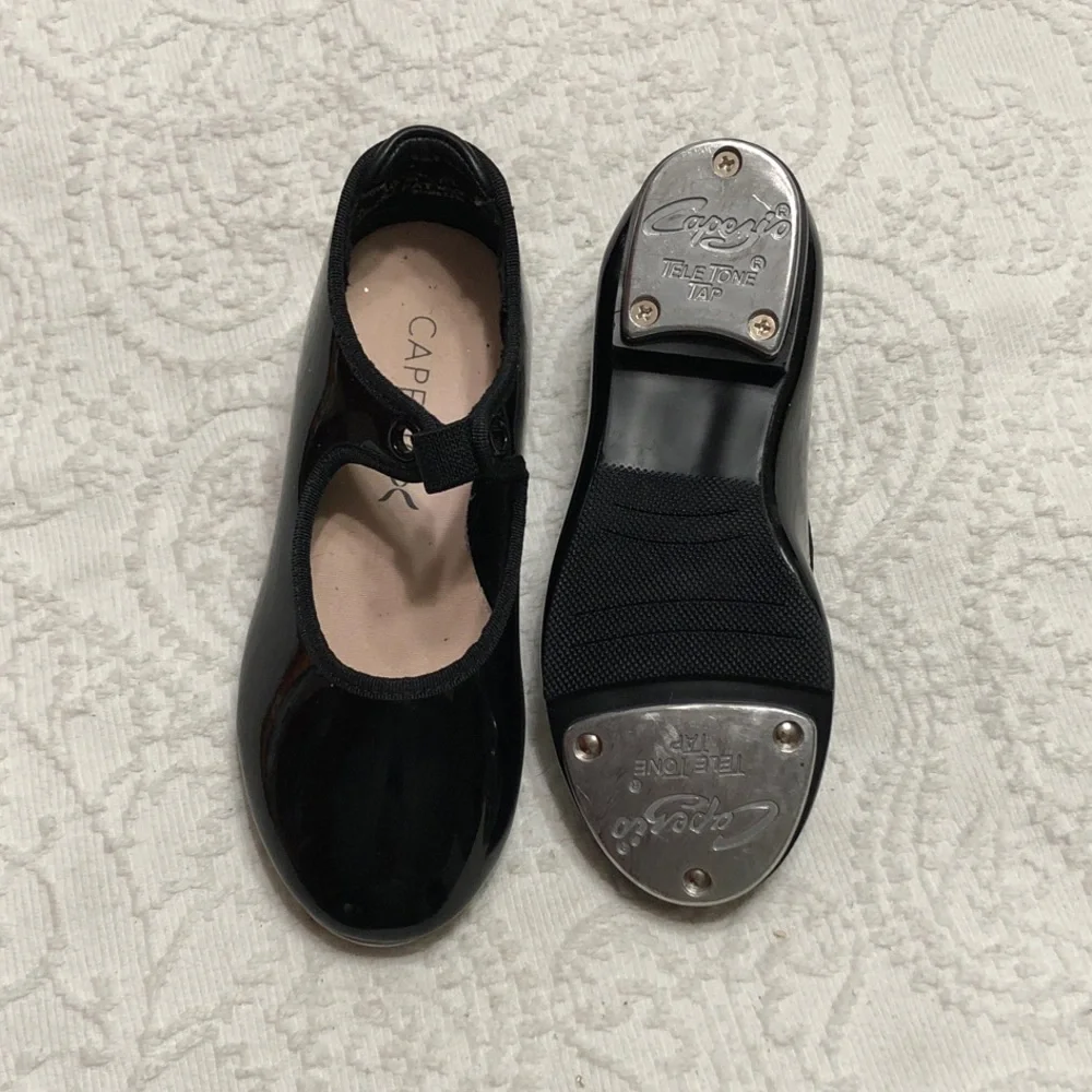 Capezio Size 10M Toddlers Black Patent Tap Shoes Mary Jane Dance Shoes